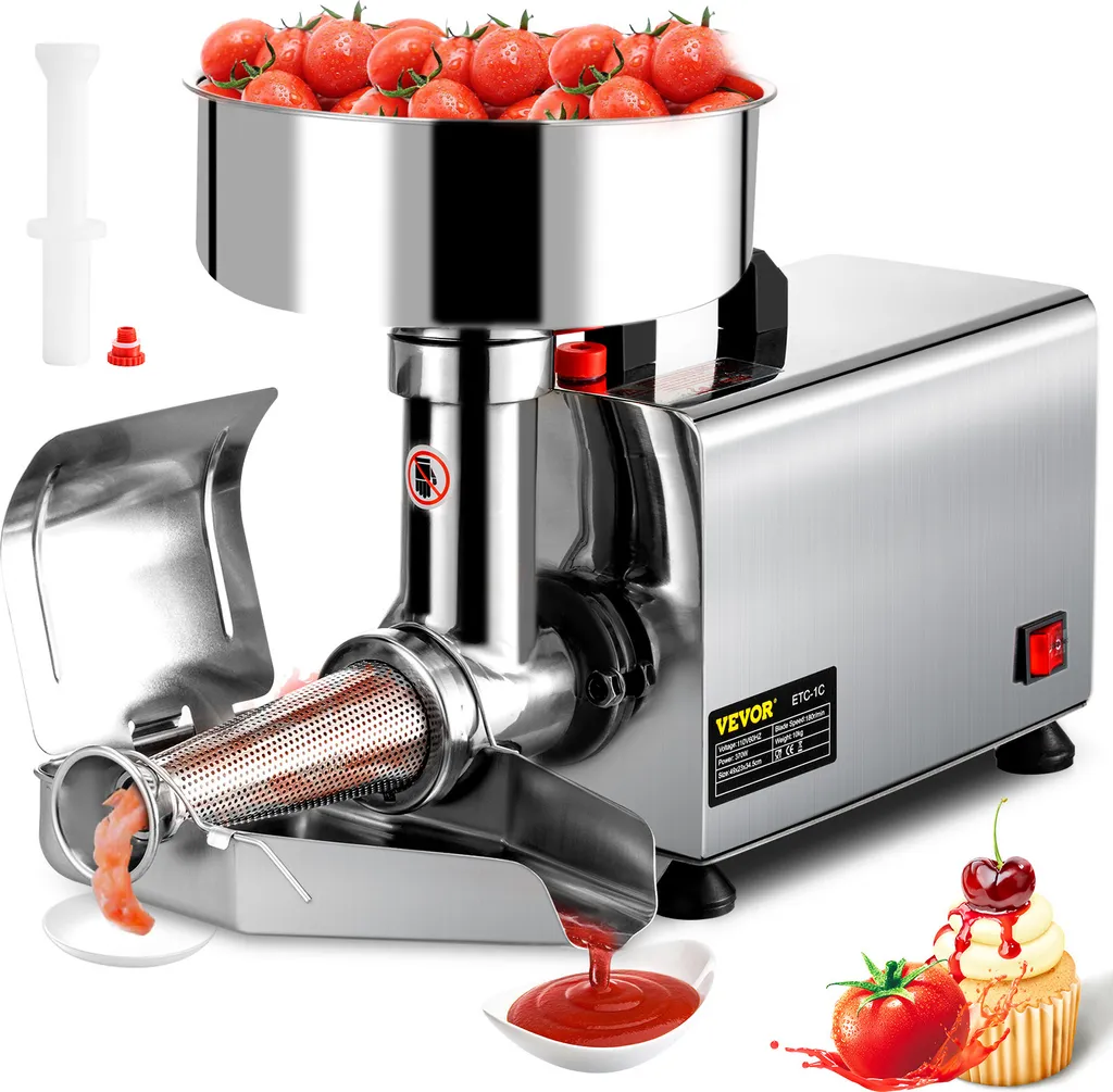 Presse-tomates VEVOR 370W Inox avec moteur puissant et filtre de précision