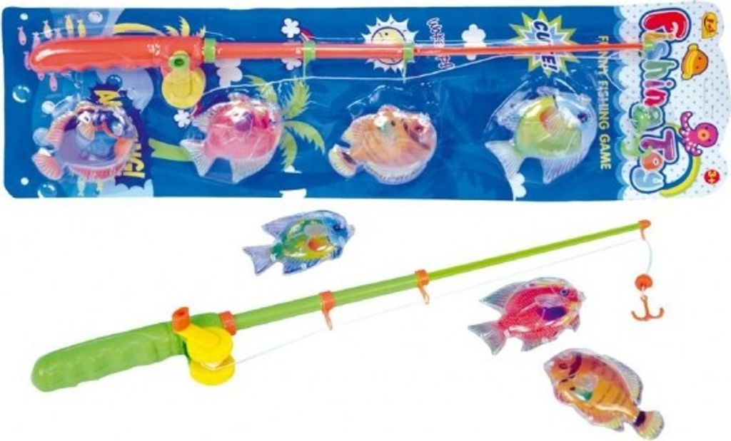 Hra ryby/rybář magnetická plast 4ks+prut plast 44cm 2 barvy Obrázek produktu 