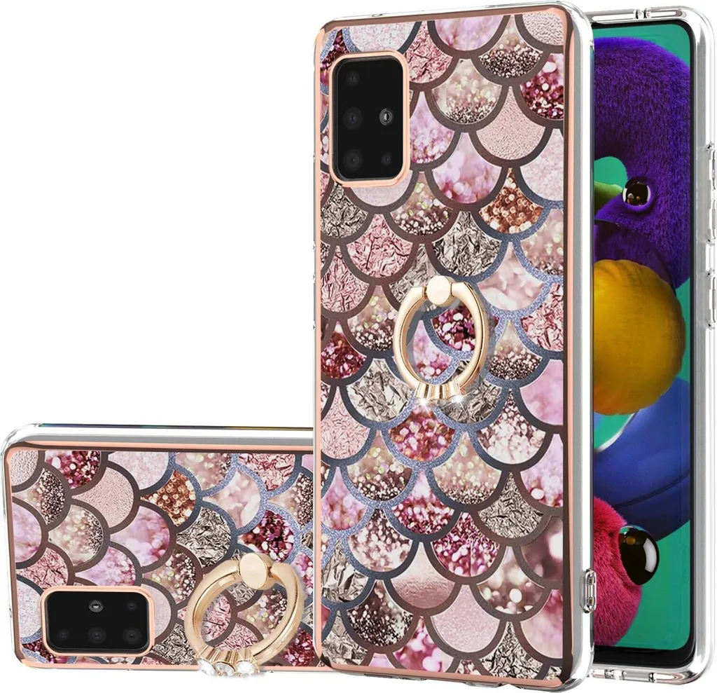Custodia Fashion Samsung A51 5G - Silicone Fantasia Caffè & Ring