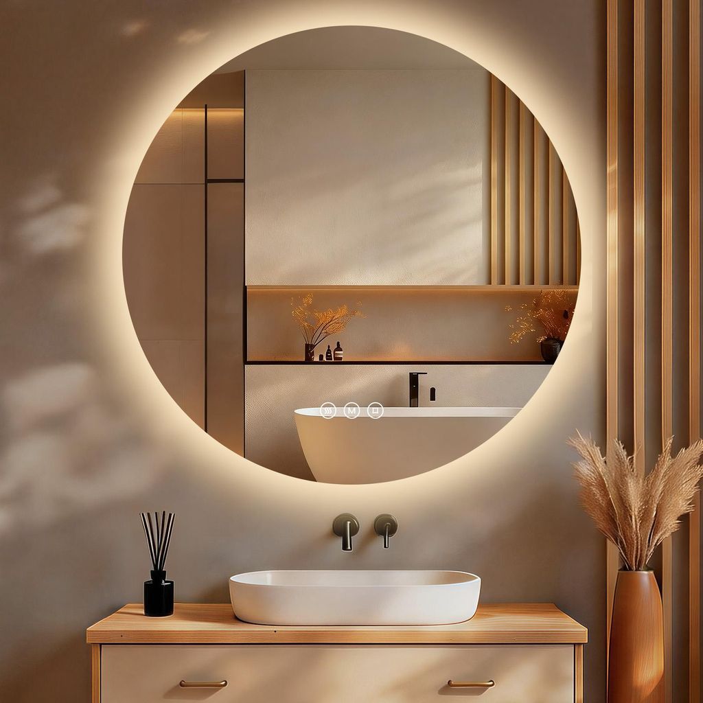 Espejo de baño con iluminación, forma redonda, 80 cm de Imagen del producto 