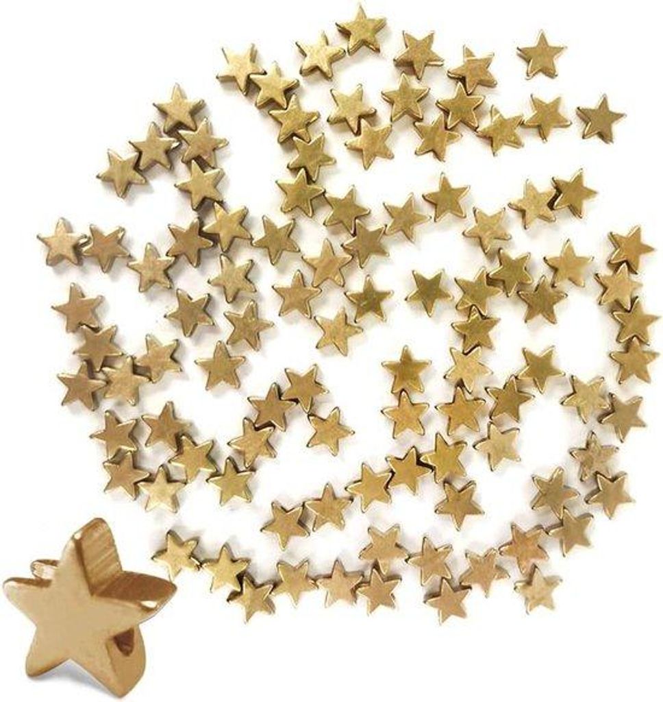100 Stück Goldfarbene Ster Spacer Perlen für Kunsthandwerke - Perlen für DIY-Schmuck Herstellen - Goldfarben - Hänger für Ketten und Armbänder