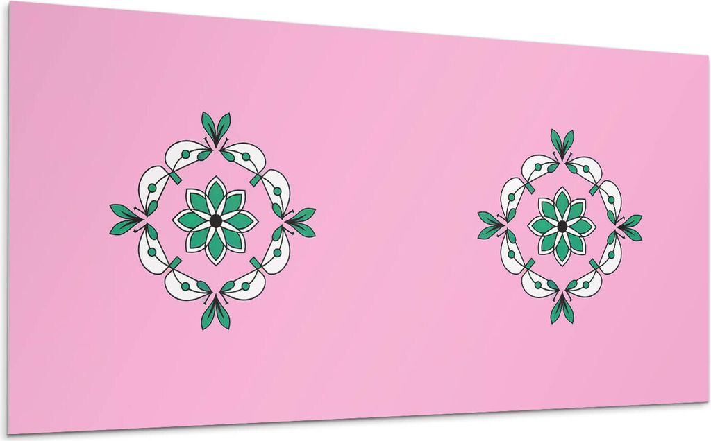 Blumenmuster Mit Blättern – Selbstklebende Fliesen – Wandverkleidung – Wandpaneel – PVC Fliesen – Vinylflisen – PCV Flisen – Selbstk...