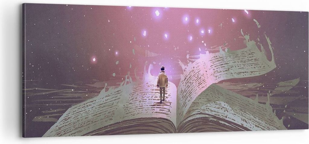 Bild auf Leinwand - Leinwandbild - Fantasy Buch - 100x40cm - Wand Bild - Wanddeko - Wandbilder - Leinwanddruck - Bilder - Kunstdruck - Wanddekorati...