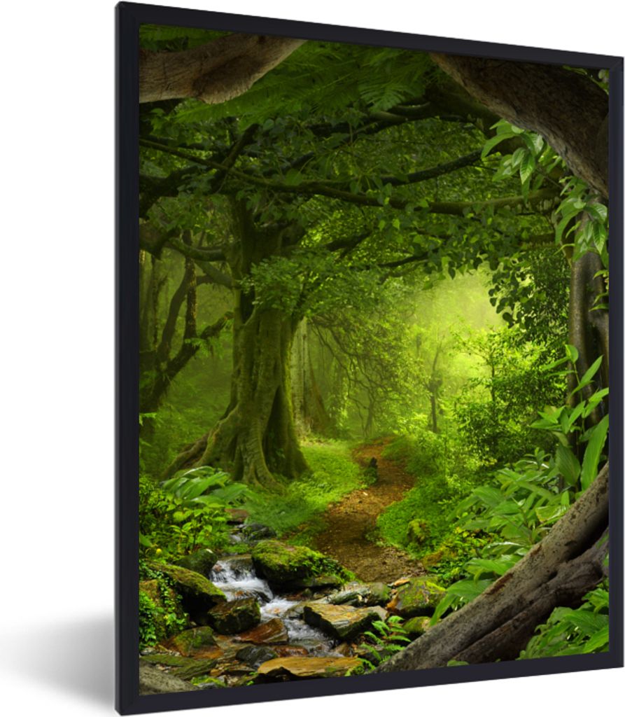 MuchoWow Gerahmtes Poster Dschungel - Grün - Natur - Tropisch - Pflanzen 30x40 cm - Poster mit Schwarzem Bilderrahmen Wandposter Rahmen Foto Bil...