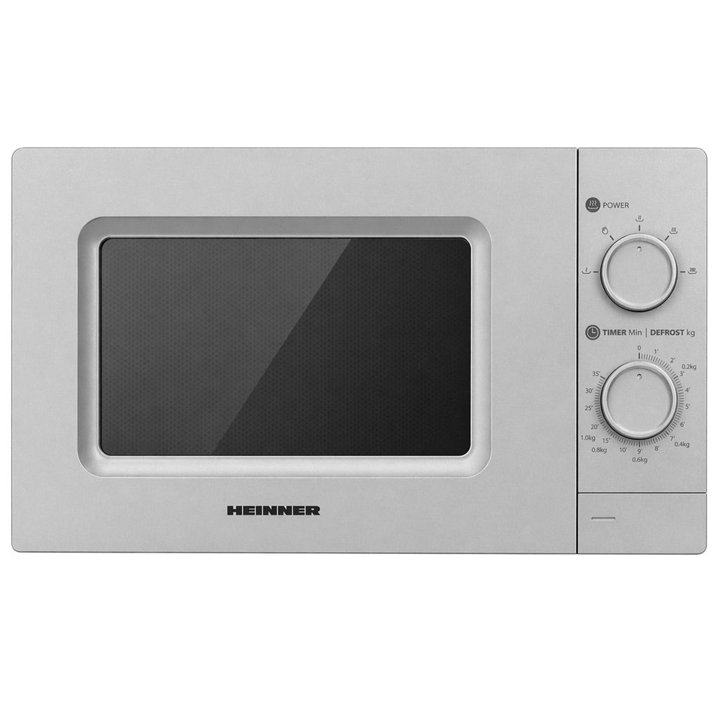 Heinner HMW-MD20MSL Solo Mikrowelle 20 L, 700 W, 5 Stufen, Timer, Auftaufunktion, Silber