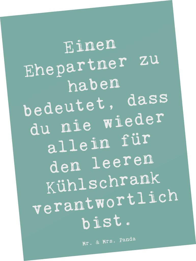 Mr. & Mrs. Panda Postkarte Spruch Ehepartner Team - Meeresbrise - Geschenk, Zusammengehörigkeit, Verantwortung, Ansichtskarte, Alltag, persönlich...
