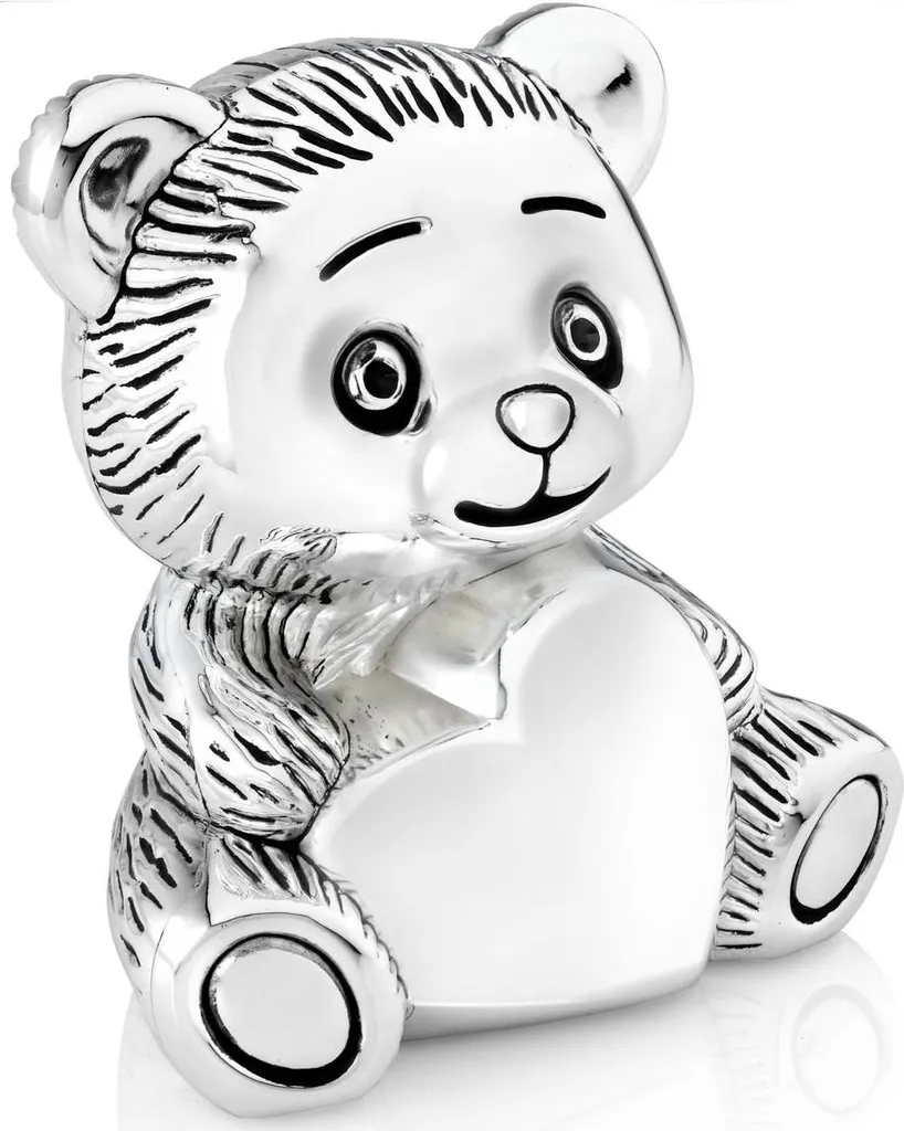 Zilverstad Tirelire Ours avec Cœur 8x7x12cm en Argent Antique Déco