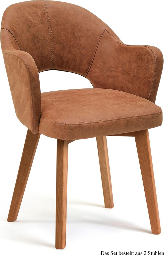 Armlehnstuhl (2er-Set) Darsie 59x87x61 Eiche geölt/Cognac