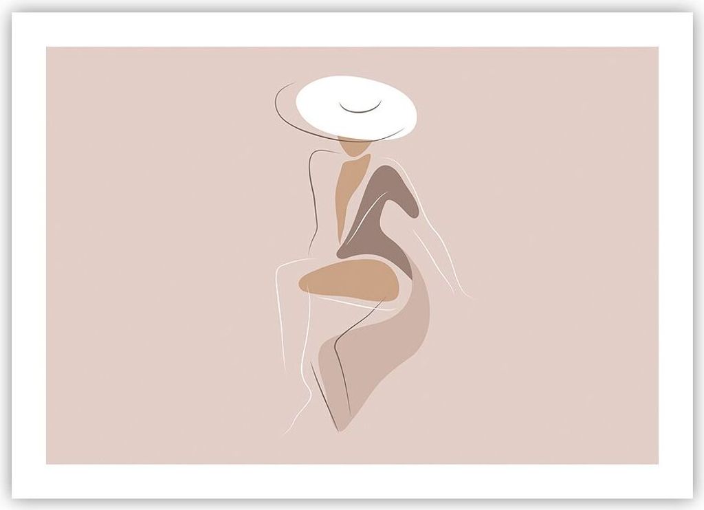 Poster - Poster ohne Rahmen - Buntstift Frau Hut - 70x50 cm - Wand Bild - Wanddeko - Wandbilder - Kunstposter - Wandposter - Bilder - Kunstdruck - ...