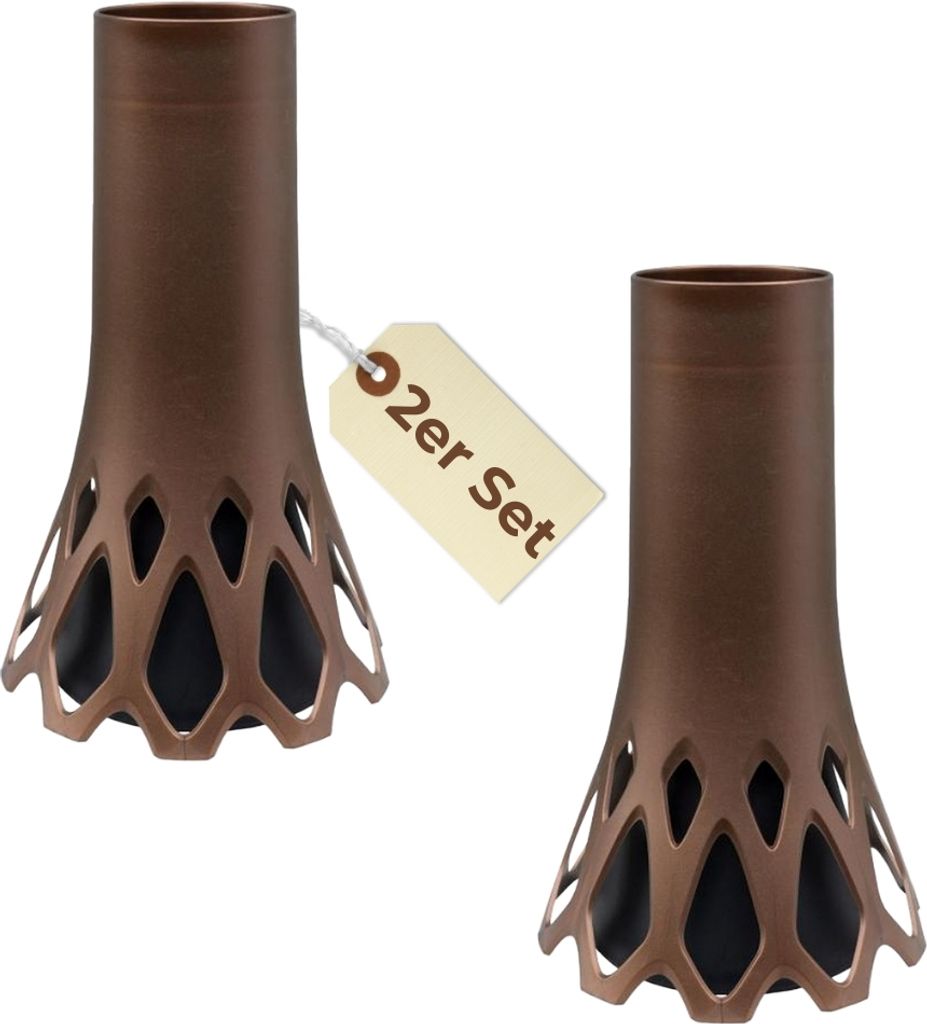 2er Set Grabvase mit Sockel Gewicht Friedhofvase Grabschmuck Blumenvase Friedhof Grab Vase bronze 1 L Frostsicher