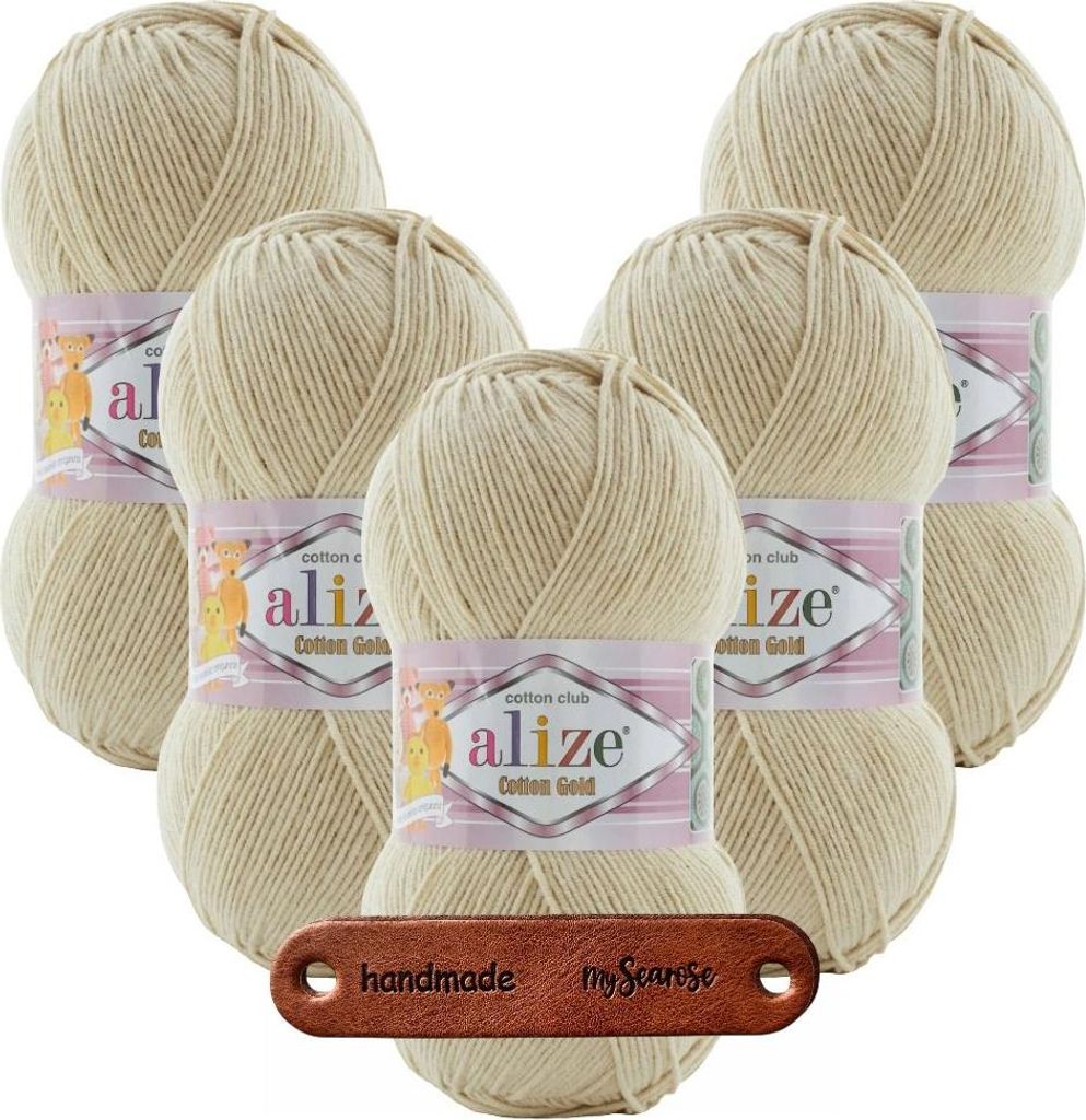 5 x ALIZE Baumwolle Gold 96 mit Label