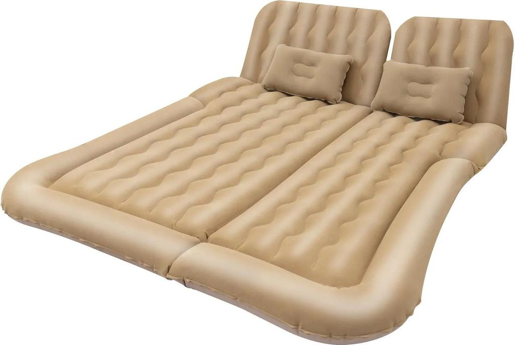 Luftbett - Camping Luftmatratze - Mit Kopfstütze - Velours-Oberfläche - Faltbar - Für externe Pumpe - PVC - Schwarz