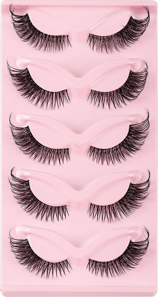 5 Paar Katzenaugen-Wimpern, natürlicher 3D-Effekt, einfach anzuwenden, charmant, dicht, gelockt, simuliertes Make-up, künstliche Wimpern