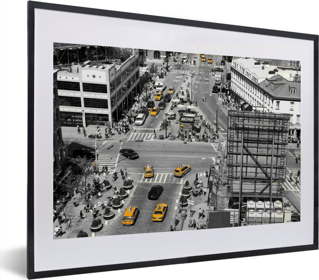 MuchoWow MuchoWow Gerahmtes Poster Schwarz-Weiß-Luftaufnahme von Manhattan in den USA 40x30 cm - Poster mit zchwarzem Bilderrahmen - Bilderrah...