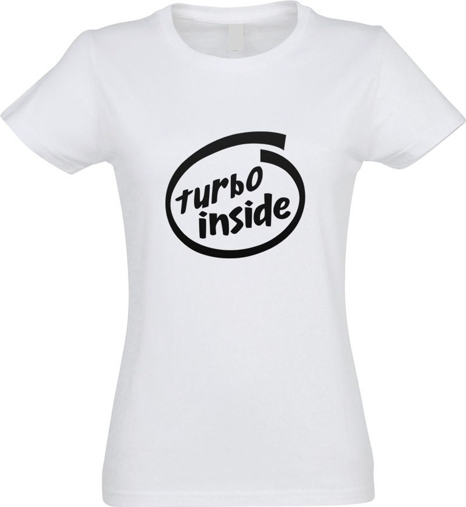 Kiwistar - T-Shirt tailliert - Damen - Weiss - Turbo Inside - mit Motiv Bedruckt - Funshirt Design - Sport - Freizeit - Damen - XXL