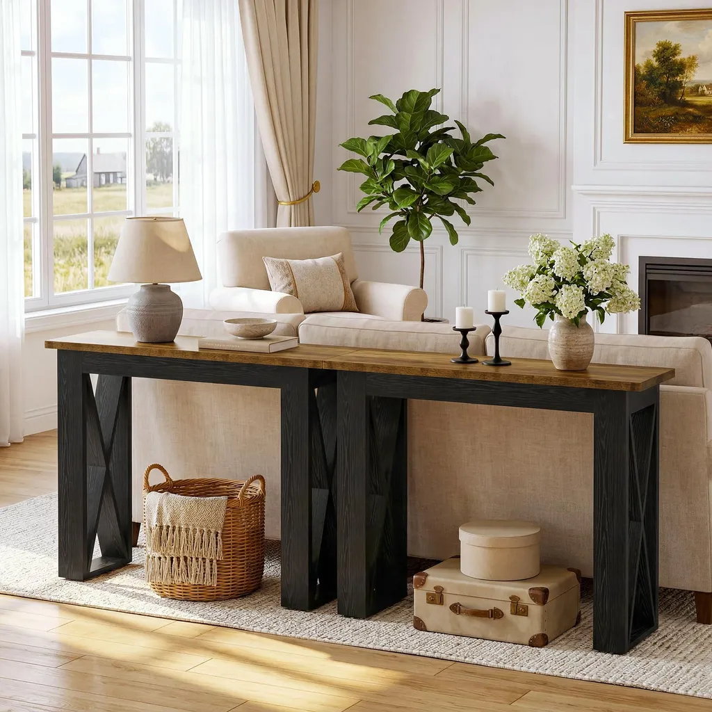 Table d'Appoint Stable 105 cm - Console Robuste contre les Espaces Vides