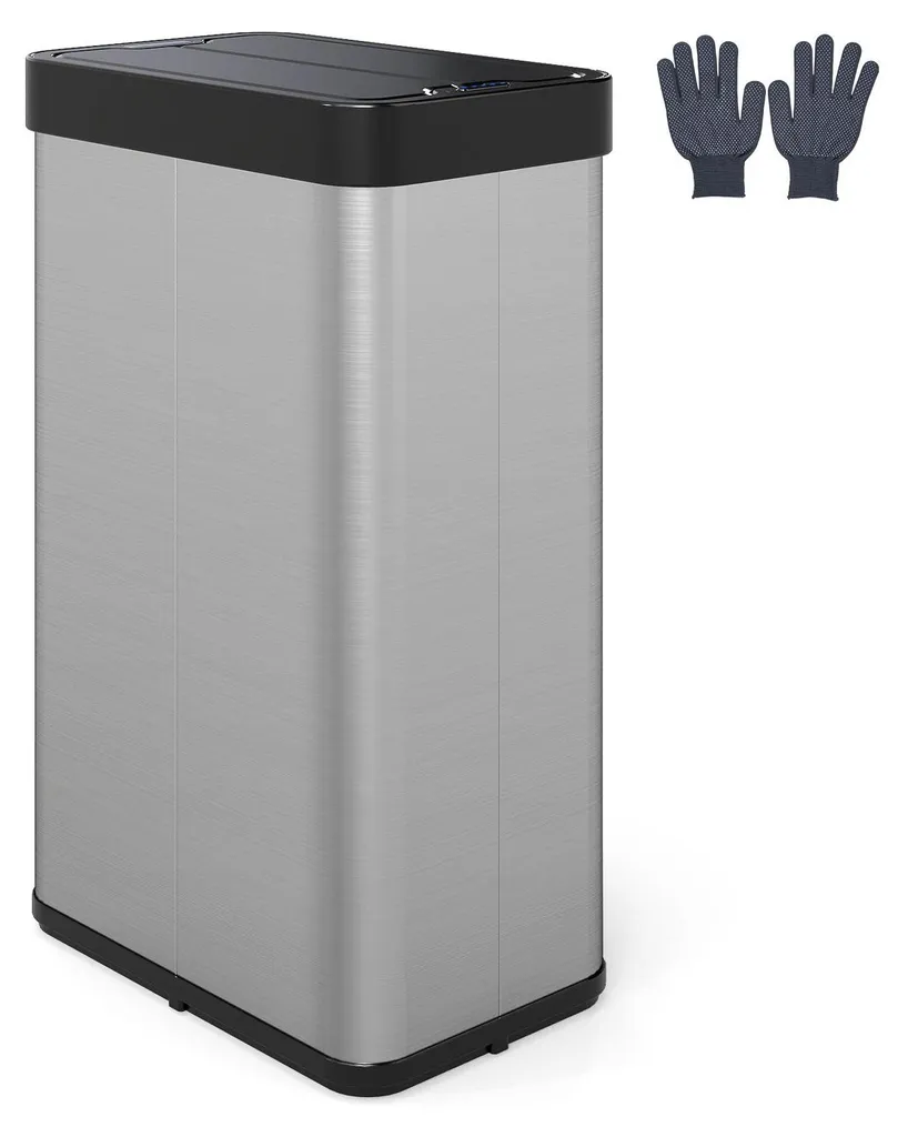 Grande poubelle automatique 60L pour cuisine familiale en inox brossé