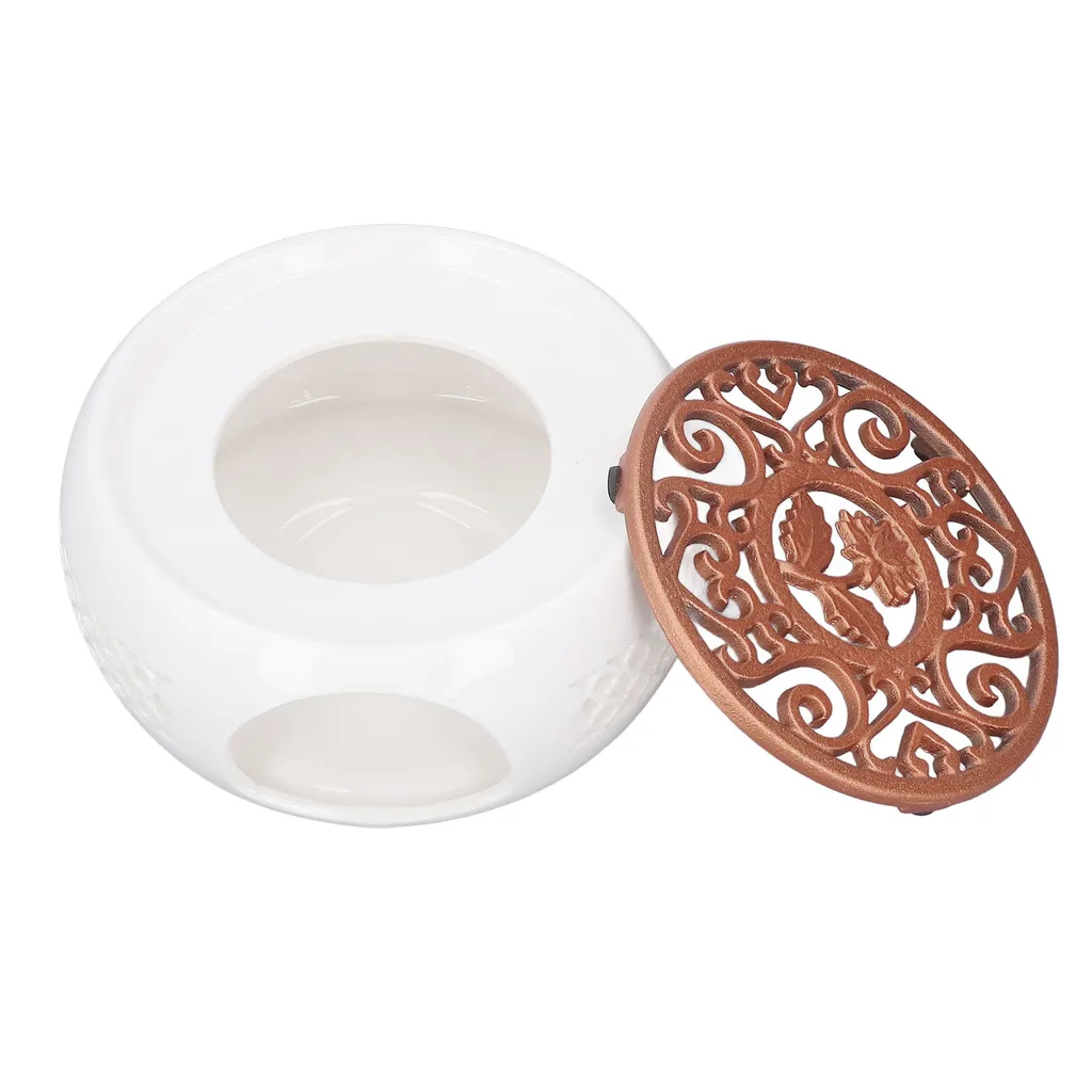 Chauffe-théière en céramique design ajouré chauffe-plat robuste - 7