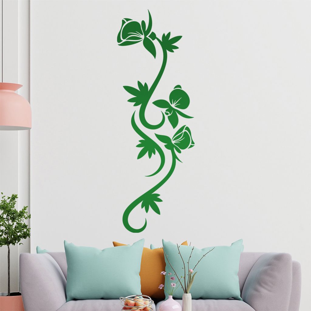 Blumen - Linien Wandtattoo in 6 Größen - Wandaufkleber Wall Sticker - Dekoration, Küche, Wohnzimmer, Schlafzimmer, Badezimmer