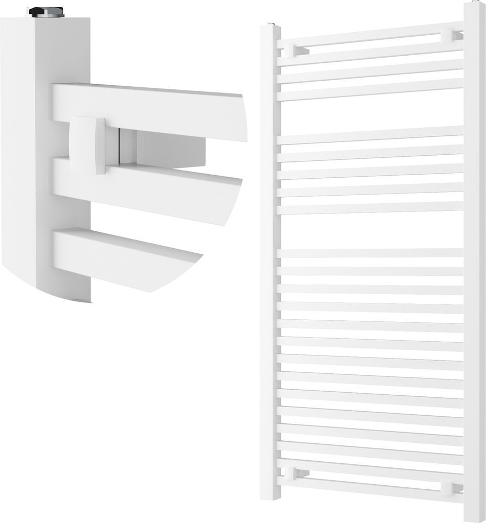Granitan | Badheizkörper Bergen - 120x60 cm - Weiß - Modernes Design - Praktische Handtuchablage