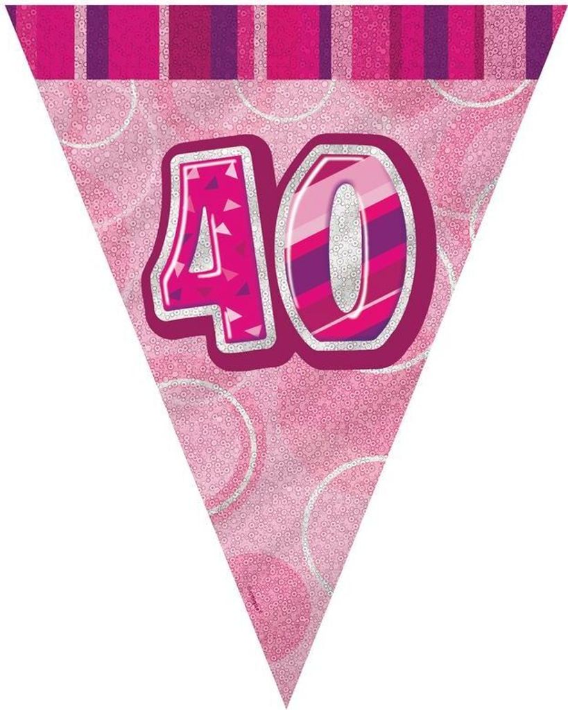 40. Geburtstag | Wimpelkette pink