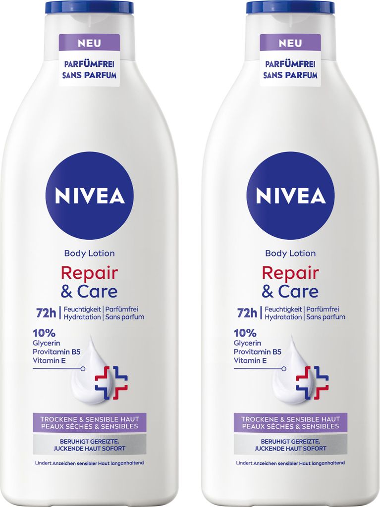 NIVEA Repair & Care Body Lotion Parfümfrei 2 x 400ml Produktbild 
