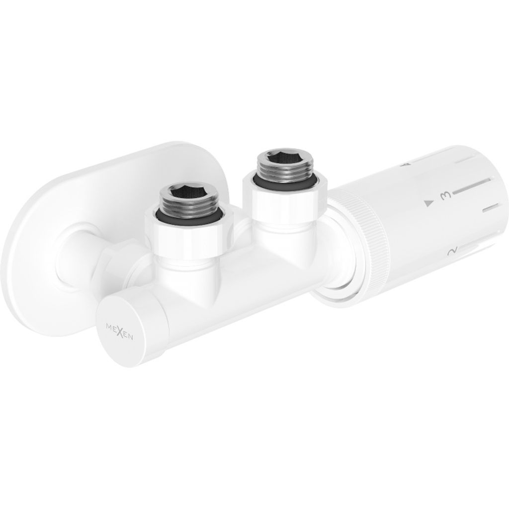 Mexen G05 thermostatisches Winkelset mit R-Verkleidung, Duplex, DN50, weiß - W907-958-905-20