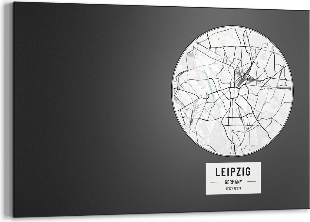 DEQORI Kreidetafel 90x60 cm 'Stadtplan Leipzig' Tafel Wandtafel Schreibtafel