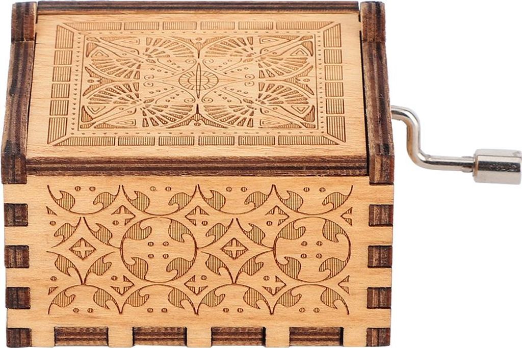 Handkurbel geschnitztes Sperrholz -Musikbox Holz graviertes Musical Toy Crafts Kid Dift Home Decor (#2)