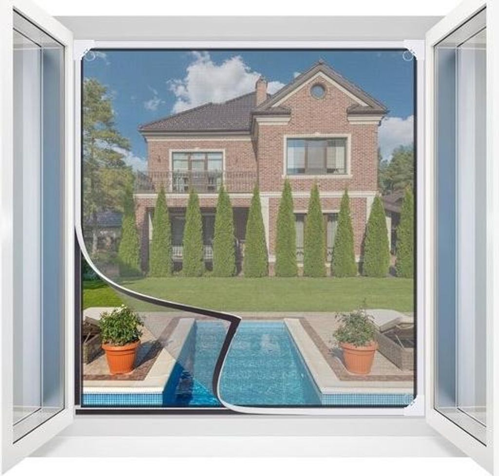 Fliegengitter für Fenster, magnetisch, selbstklebend, maximale Abmessungen 100 x 100 cm, Fiberglasgewebe, einfache Montage, verhindert das Eindrin...
