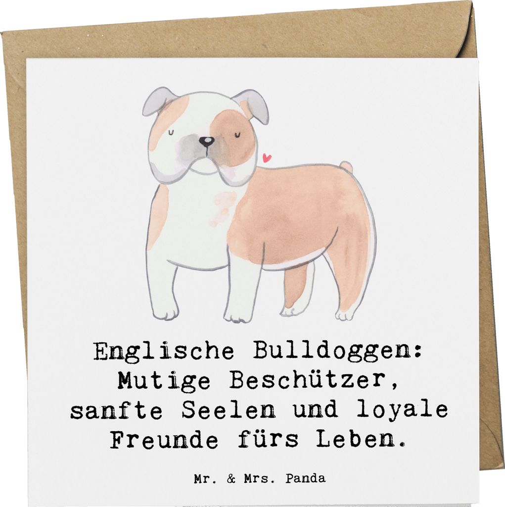 Mr. & Mrs. Panda Grußkarte Englische Bulldogge - Weiß - Geschenk, liebevolle Hund, faltkarte, Hunderasse, Hunderassen Vielfalt, Hunde, treue, anl...
