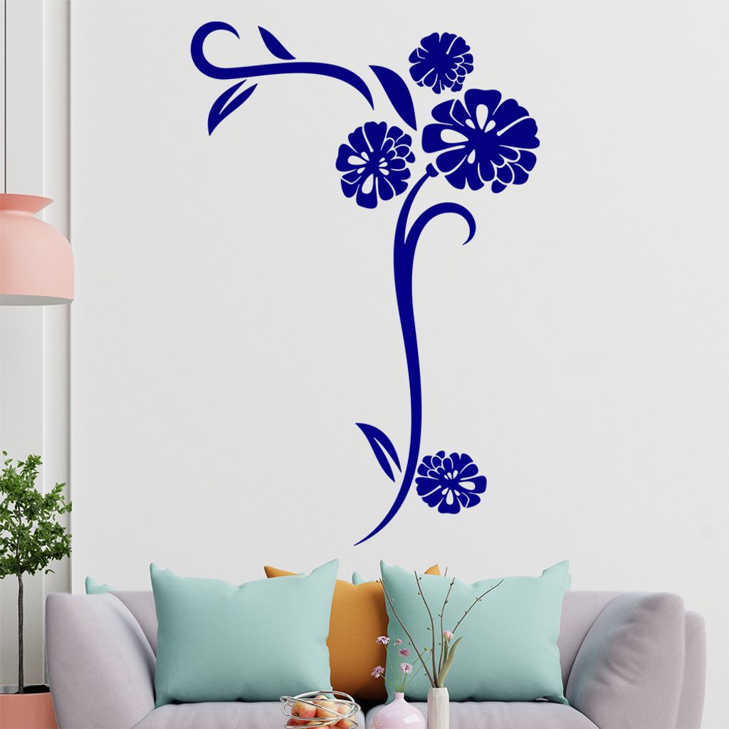 Blume - Linien Wandtattoo in 6 Größen - Wandaufkleber Wall Sticker - Dekoration, Küche, Wohnzimmer, Schlafzimmer, Badezimmer