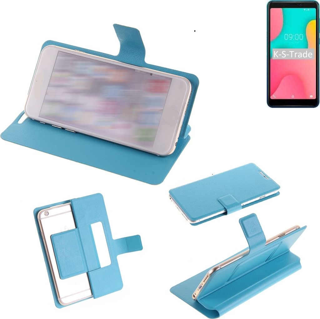 K-S-Trade Schutzhülle Handyhülle kompatibel mit Wiko Y60 Flip cover Handy case Smartphone Klapphülle blau