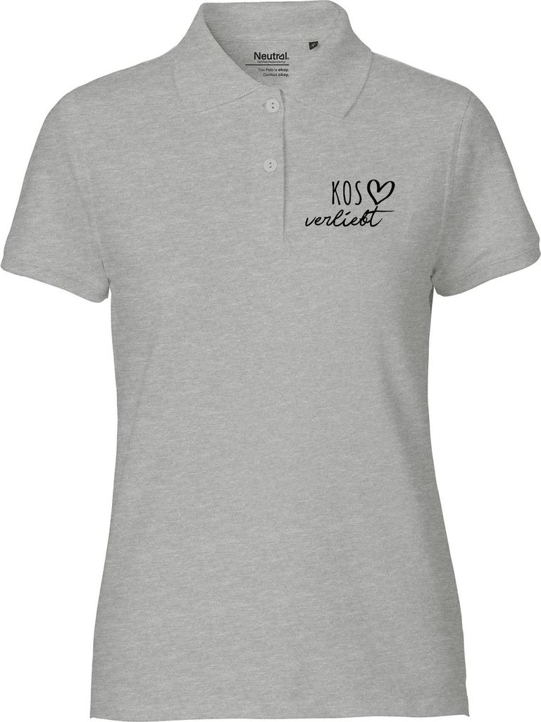 Huuraa Damen Polo Shirt Kos verliebt S Sport Grey Bio Baumwolle Fairtrade Poloshirt Geschenkidee