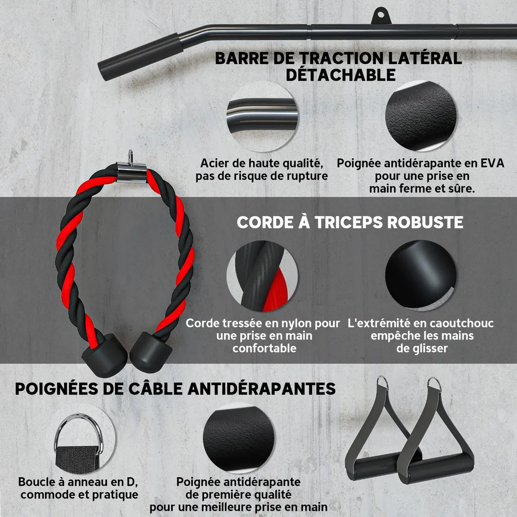 Machine à câble musculation compacte pour tirage bras et dos à domicile - 7