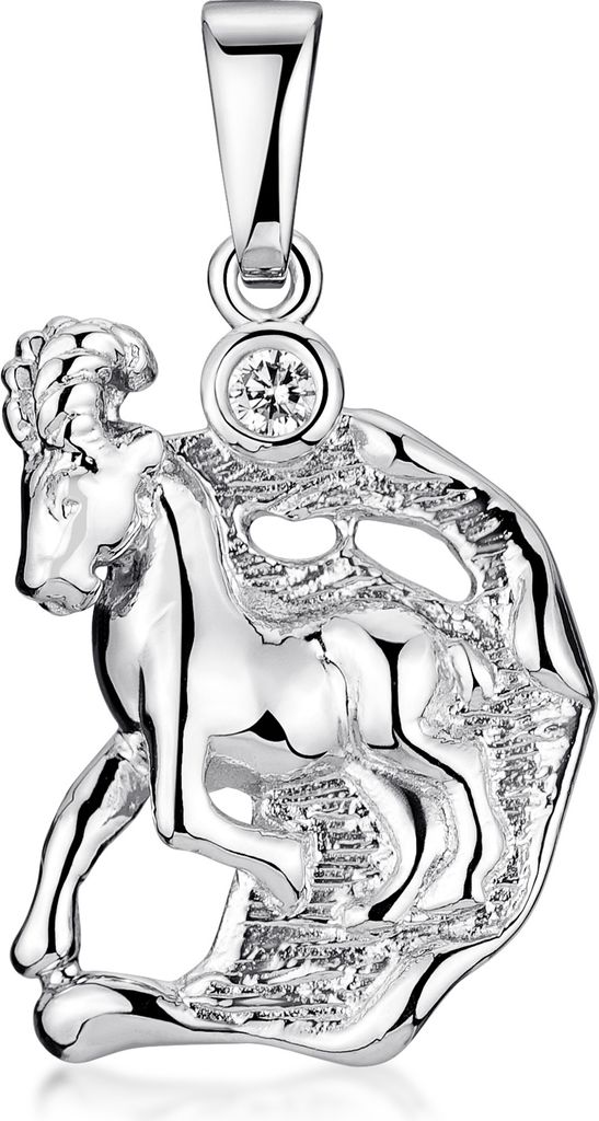 MATERIA Steinbock Sternzeichen Anhänger Zirkonia für Kette Damen aus 925 Sterling Silber rhodiniert KA-473