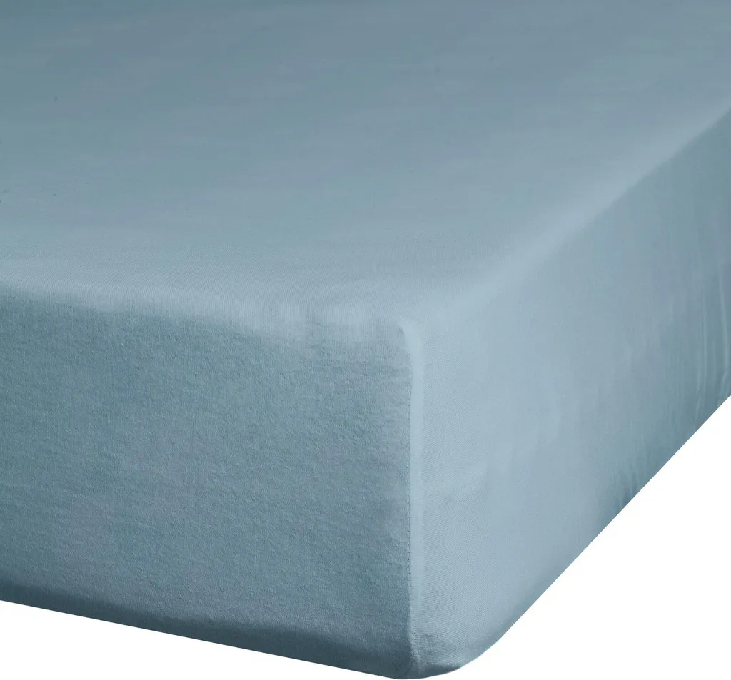Drap housse infroissable bleu 220x200 coton jersey bonnet de 30cm - 3