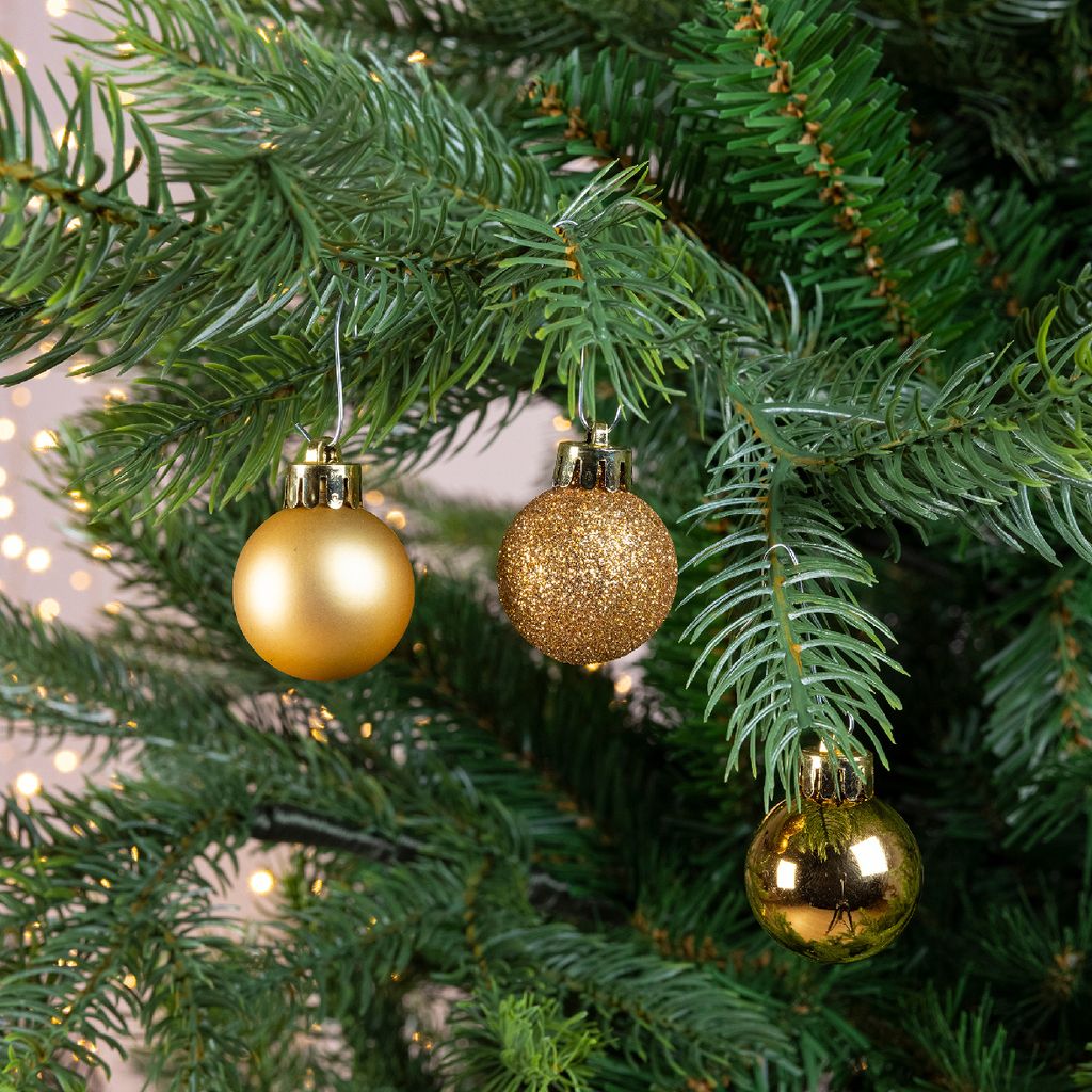 Weihnachtskugeln Kunststoff 3cm 14er Set - Hellgold Produktbild 