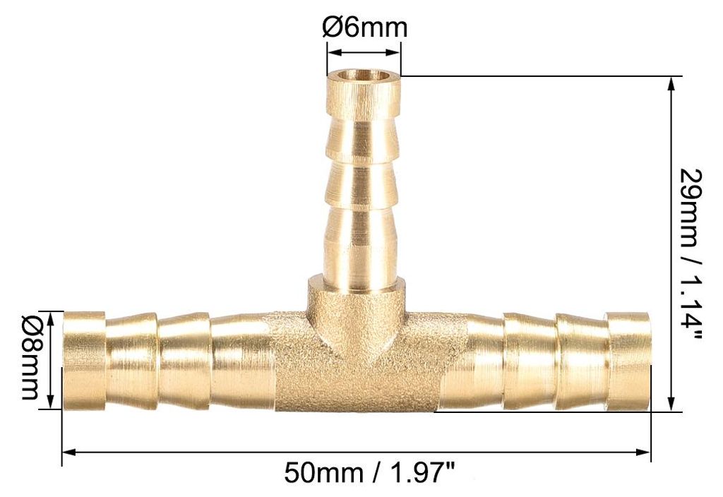 3 Stk. 8x6x8mm Schlauch Reduzierer Widerhakenanschluss T-f?rmig 3-Wege Verbinder