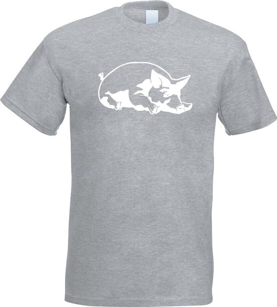 Kiwistar - T-Shirt - Graumeliert - Schwein Motiv 2 - Sau - Baby Herren Funshirt Bedruckt Design Sprüche Spruch Motive - mit Motiv Bedruckt - Funsh...