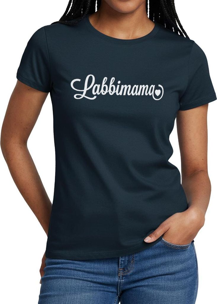 Spreadshirt Labbimama Herz Labrador Retriever Hund Frauen T-Shirt, S, Navy