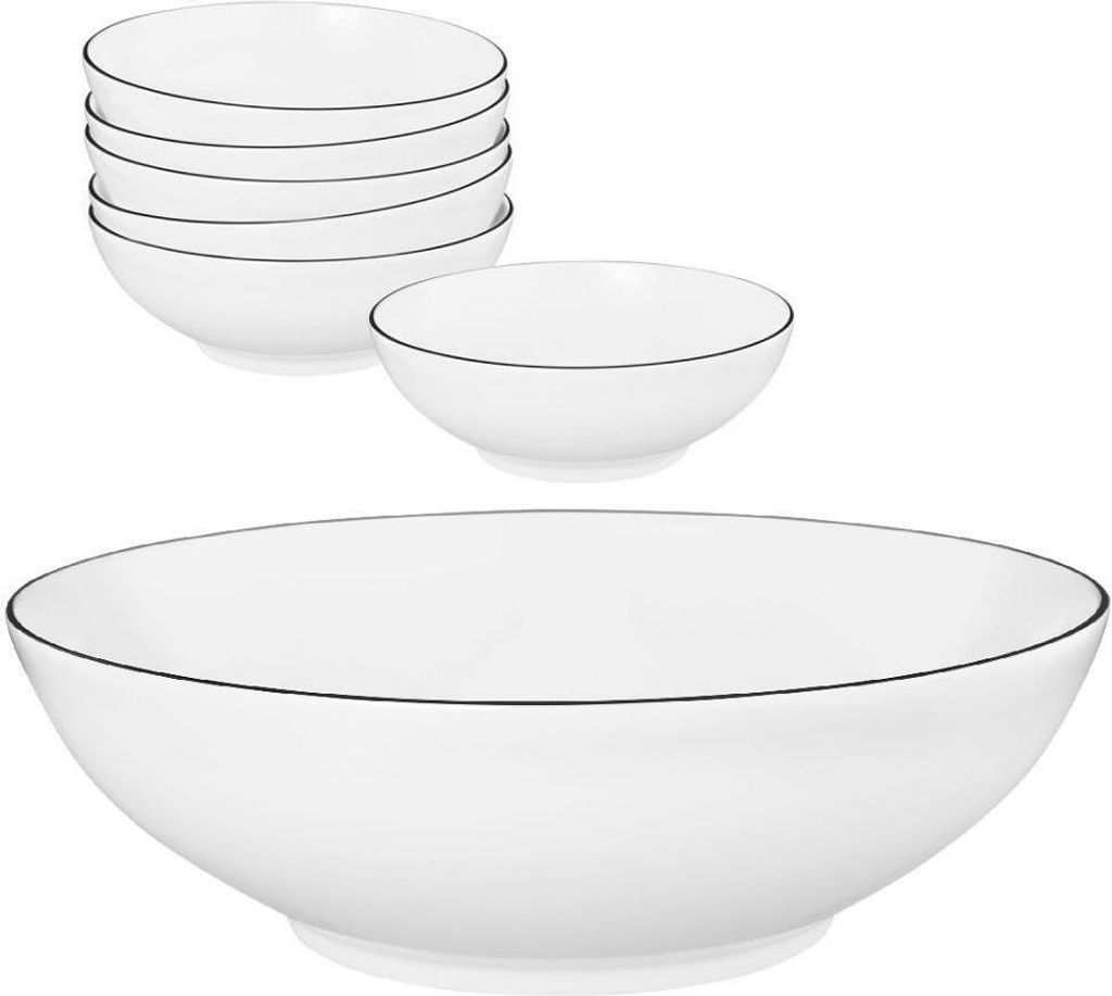 Seltmann Weiden Lido Black Line Schüssel 23 cm+ Dessertschale Set 7 tlg.
