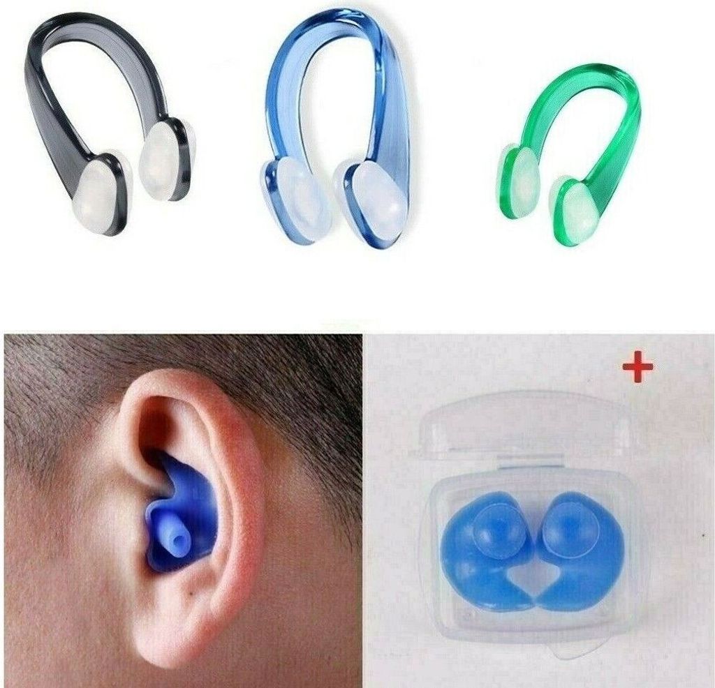 3 stück Schwimmen Nasenklammer Tauchen+ Silikon Schwimmen Wasserdichte Ohrstöpse