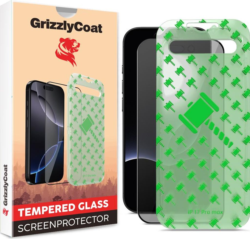 GrizzlyCoat Easy Align iPhone 17 Pro Max Panzerglas Gehärtetes Glas Displayschutz Privacy - Hüllenfreundlich + Applikator