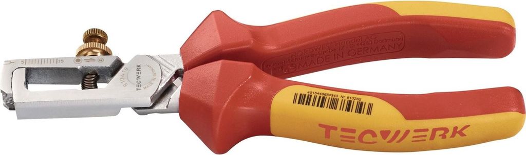 Tecwerk Abisolierzange Länge 160 mm VDE verchromt Mehrkomponenten-Hüllen mit Öffnungsfeder - 1 Stk.