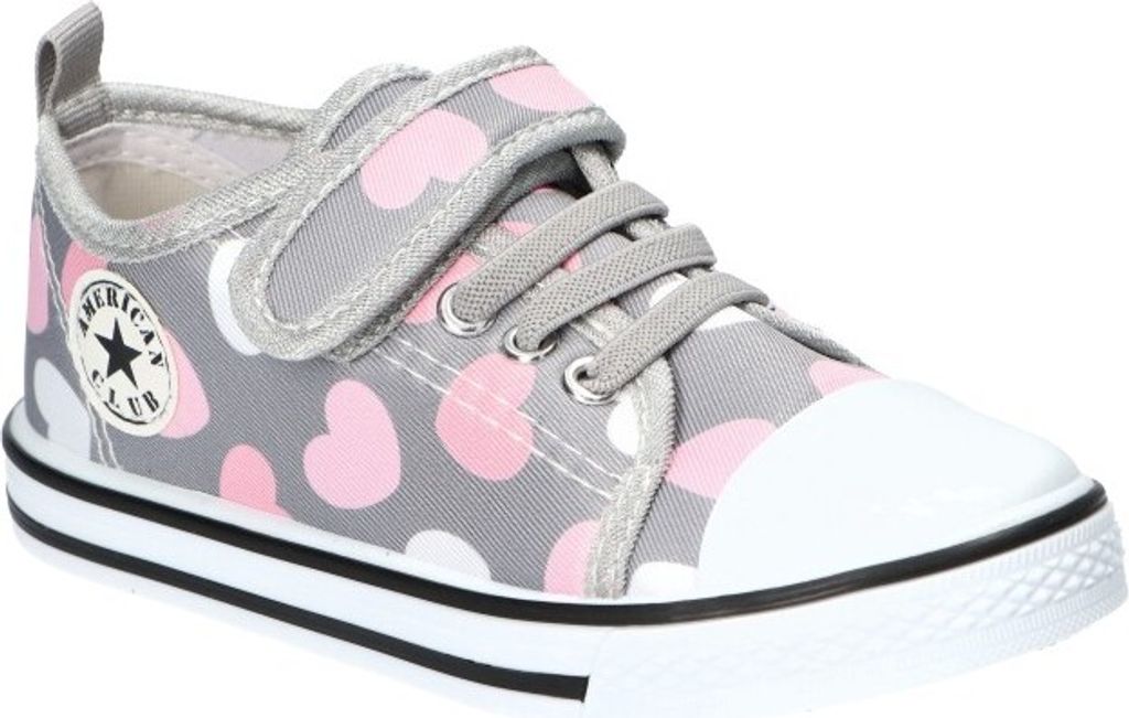 AMERICAN CLUB TEN92 Kinder-Sneaker mit Klettverschluss, Kinderschuhe, Ledereinsatz Grau 26