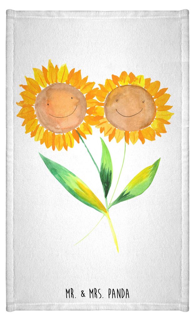 Mr. & Mrs. Panda Handtuch Blume Sonnenblume - Weiß - Geschenk, baumwolle, Gäste-WC, Klein, Lieblingsmensch, Vertrauen, Best Friends, Garten, Frot...