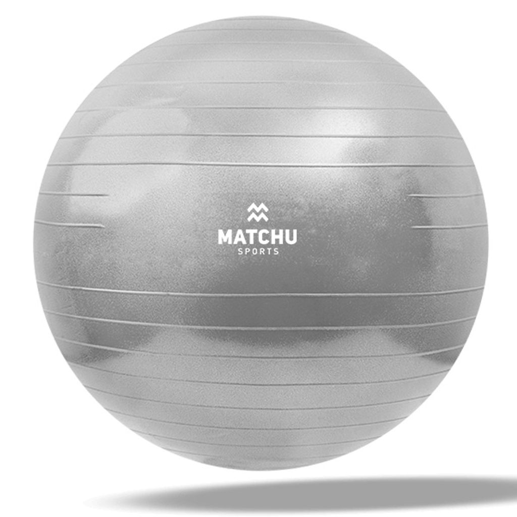 Matchu Sports Gymnastikball (65 cm Grau Anti-Burst) mit Luftpumpe, Sitzball Büro, Yogaball, Fitnesball, Pilatesball Pezziball, Sport Ball