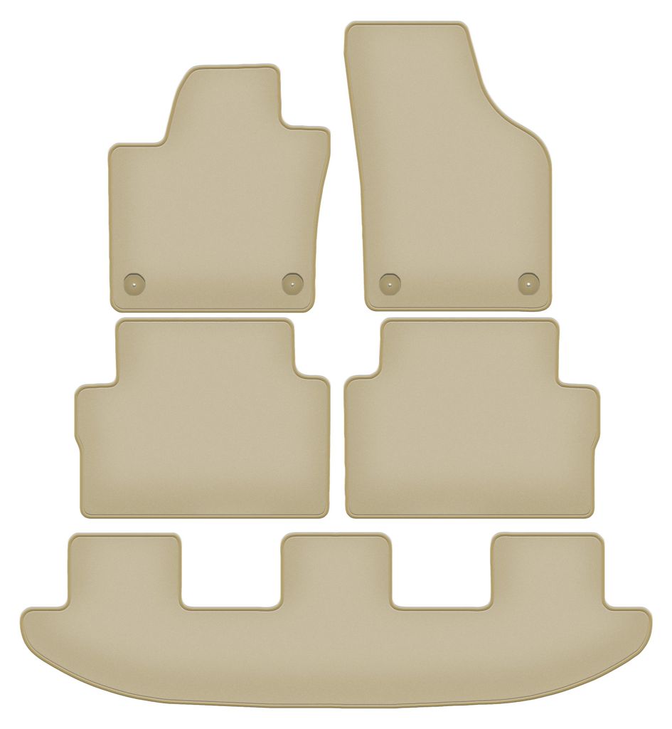 Velours-Fußmatten PREMIUM beige passend für Seat Alhambra II (2010-, Minivan) – mit Befestigungen – passgenau