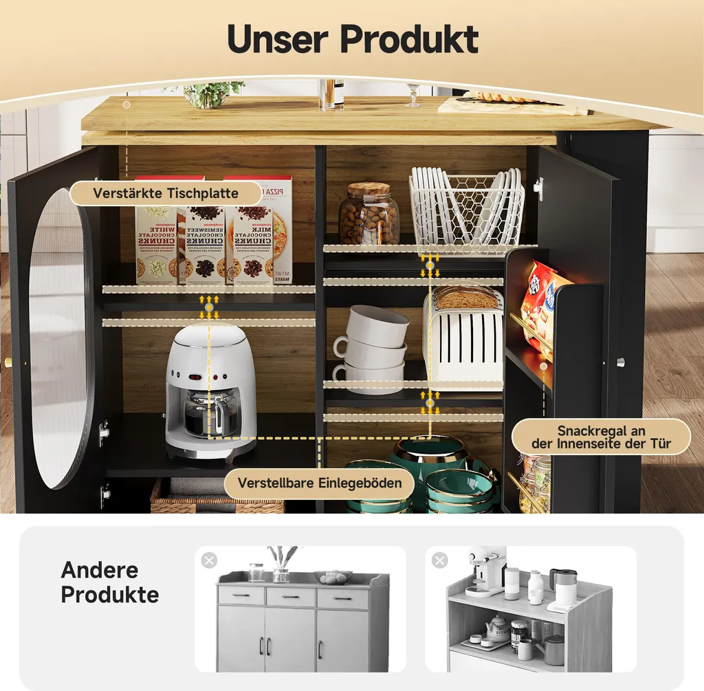 Table de cuisine avec rangement ajustable pour optimiser l'espace - 16